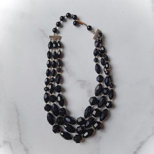 VINTAGE triple strand black bead necklace choker authentic Western Germany